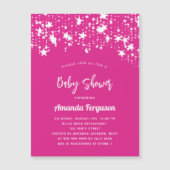 Baby Dusche Hot rosa weißen Sternen Mädchen Luxus Magneteinladung (Vorderseite)