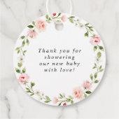 Baby-Dusche im rosa Wasserfarben-Blumengarten-Stil Geschenkanhänger (Rückseite)