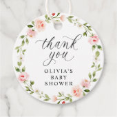 Baby-Dusche im rosa Wasserfarben-Blumengarten-Stil Geschenkanhänger (Vorderseite)