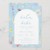 Baby Dusche Invitación Azul Spanien Einladung (Vorne/Hinten)