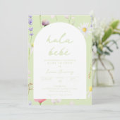 Baby Dusche Invitación Flores Verde Einladung (Stehend Vorderseite)
