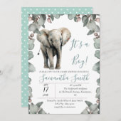 Baby Dusche ist ein Thema für Jungen Einladung (Vorne/Hinten)