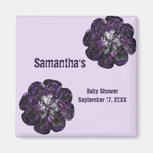 Baby Dusche Keepake Purple Flowers Baby Girl Magnet