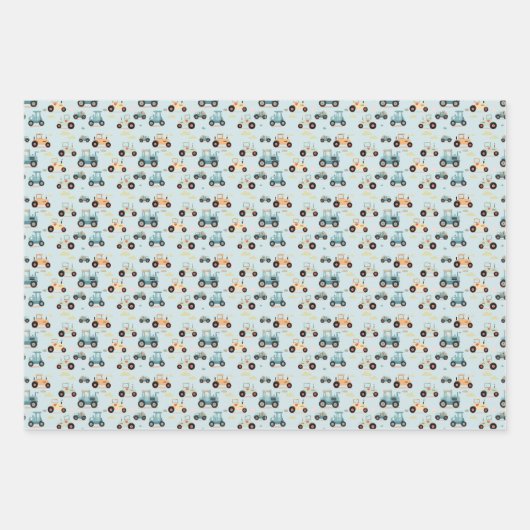 Baby Dusche kleines Traktormuster Geschenk Geschenkpapier Set (Vorderseite)