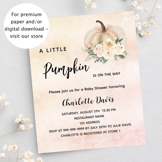 Baby Dusche Kürbis Blume Einladung