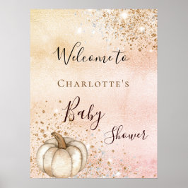 Baby Dusche Kürbis Rose Gold Glitzer Herbst willko Poster