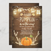 Baby Dusche laden Kleine Pumpkin Fall Holz rustika Einladung (Vorne/Hinten)