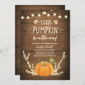 Baby Dusche laden Kleine Pumpkin Fall Holz rustika Einladung (Vorne/Hinten)