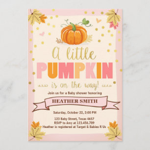 Baby Dusche laden Kleine Pumpkin Pink Girl Fall ei Einladung
