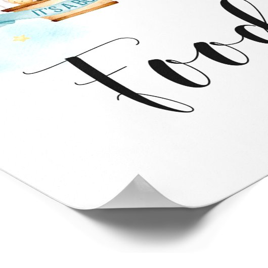 Baby Dusche Lebensmittelschild Heißluftballon Tier Poster (Ecke)