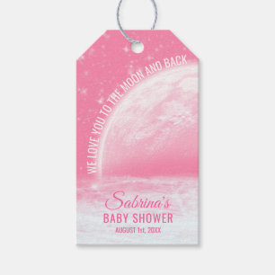 BABY-DUSCHE Liebe Sie zum Mond-u. Rückseiten-rosa Geschenkanhänger