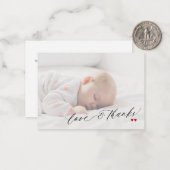 Baby Dusche Liebe und Dankeschön Script Foto viele Mitteilungskarte (Vorderseite/Rückseite Beispiel)