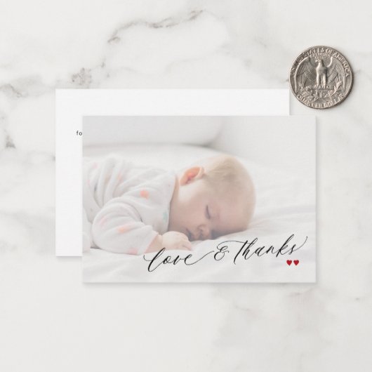 Baby Dusche Liebe und Dankeschön Script Foto viele Mitteilungskarte (Vorderseite/Rückseite Beispiel)