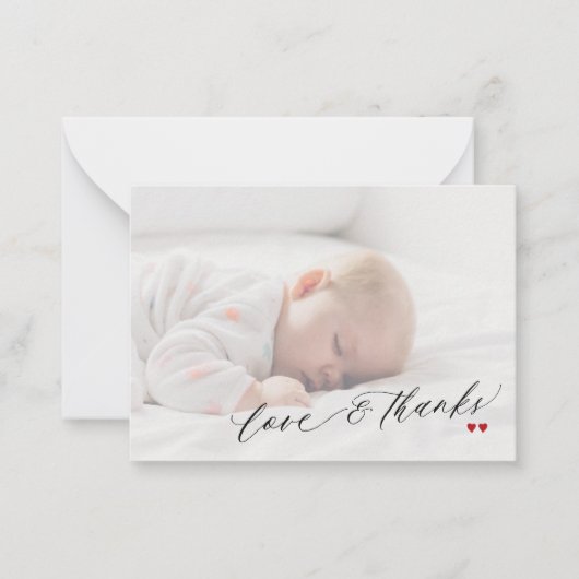 Baby Dusche Liebe und Dankeschön Script Foto viele Mitteilungskarte (Vorderseite)