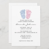 Baby Dusche Light Blue Pink Feet Glitzer Boy Girl Einladung (Vorne/Hinten)