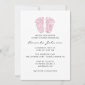 Baby Dusche Light Pink Feet Glitzer Boy Girl Einladung (Vorderseite)