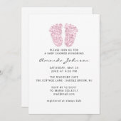 Baby Dusche Light Pink Feet Glitzer Boy Girl Einladung (Vorne/Hinten)