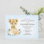 Baby Dusche Lion Cub Floral Blue (Stehend Vorderseite)