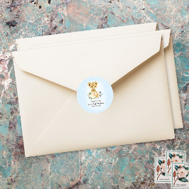 Baby Dusche Lion Cub Floral Blue Vielen Dank für I Runder Aufkleber