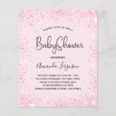 Baby Dusche Mädchen pink Glitzer Einladung (Vorderseite)