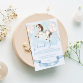 Baby Dusche Mairytale Pony Stars Blue Balloons Begleitkarte