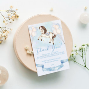 Baby Dusche Mairytale Pony Stars Blue Balloons Begleitkarte