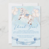 Baby Dusche Mairytale Pony Stars Blue Balloons Dankeskarte (Vorderseite)