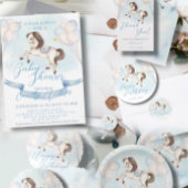 Baby Dusche Mairytale Pony Stars Blue Balloons Dankeskarte