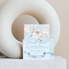 Baby Dusche Mairytale Pony Stars Blue Balloons Dankeskarte