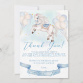 Baby Dusche Mairytale Pony Stars Blue Balloons Dankeskarte (Vorderseite)