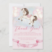 Baby Dusche Mairytale Pony Stars Pink Balloons Dankeskarte (Vorderseite)
