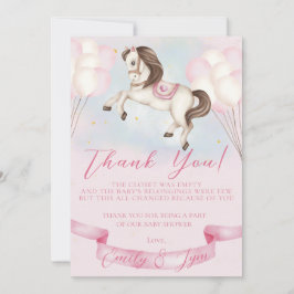 Baby Dusche Mairytale Pony Stars Pink Balloons Dankeskarte