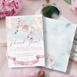 Baby Dusche Mairytale Pony Stars Pink Balloons Dankeskarte