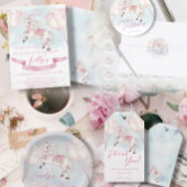 Baby Dusche Mairytale Pony Stars Pink Balloons Dankeskarte