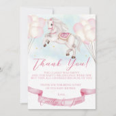 Baby Dusche Mairytale Pony Stars Pink Balloons Dankeskarte (Vorderseite)