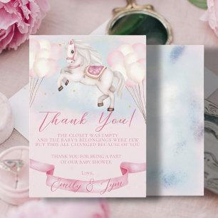 Baby Dusche Mairytale Pony Stars rosa Balloons Begleitkarte
