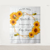 Baby Dusche Mama zu Bienenblumen rustikales Holz Wandteppich (Vorderseite)