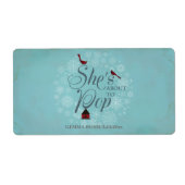 Baby Dusche Mini Champagne Label Winter Blue (Vorne)