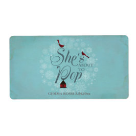 Baby Dusche Mini Champagne Label Winter Blue