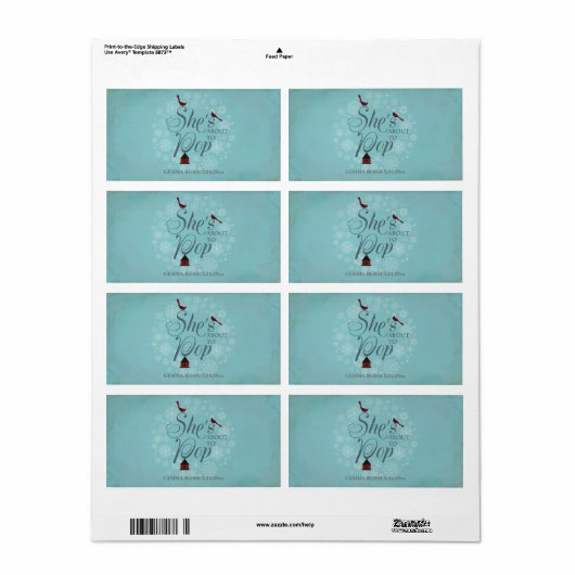 Baby Dusche Mini Champagne Label Winter Blue (Vorne)