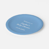 Baby Dusche Minimalistisch Blue Paper Teller (Schrägansicht)