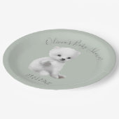 Baby-Dusche mit grünem Polar Pappteller (Schrägansicht)