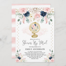 Baby-Dusche mit Mail Pink Blush Navy Bloral Einladung