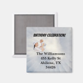 Baby Dusche mit Sky Blue Hintergrund einladen Magnet (Vorderseite/Rückseite)