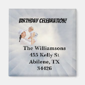 Baby Dusche mit Sky Blue Hintergrund einladen Magnet (Vorne)