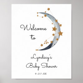 Baby Dusche Moon and Stars Begrüßungszeichen Poster