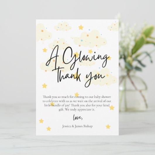Baby Dusche Moon and Stars Danke Karte (Stehend Vorderseite)