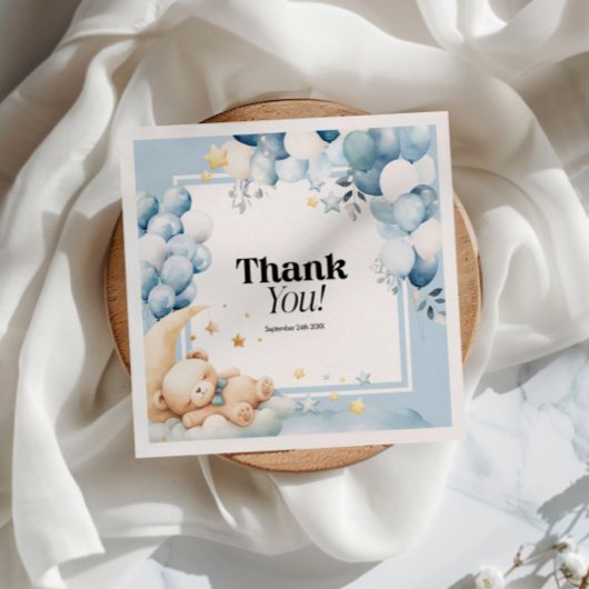 Baby Dusche Napkins Blue Bar Balloons Serviette