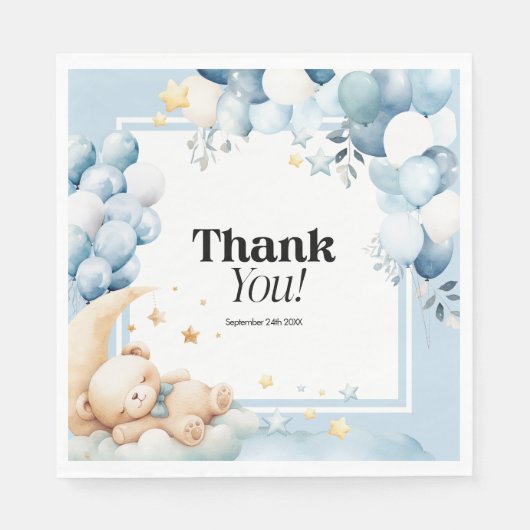 Baby Dusche Napkins Blue Bar Balloons Serviette (Vorderseite)