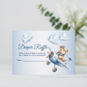 Baby Dusche Niedlich Baby Bear Pilot Blue Airplane Begleitkarte (Stehend Vorderseite)
